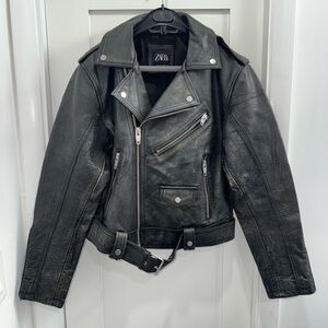 Leather biker jacket